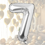 Nadmuchiwane balony cyfry maxi  100 cm srebrne  - 7