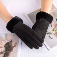 Rękawiczki z futerkiem - czarne