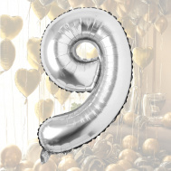 Nadmuchiwane balony cyfry maxi  100 cm srebrne  - 9