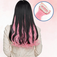 Kolorowe włosy do przedłużania - różowe