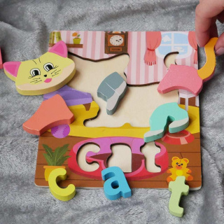 Angielskie puzzle dla najmłodszych - kot